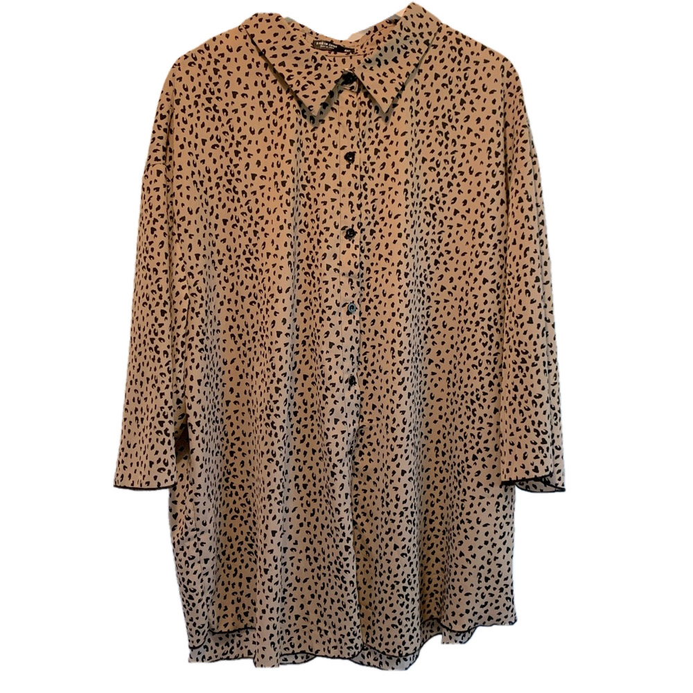 Leopard Print Button Front Tunic Blouse Plus Size 4X